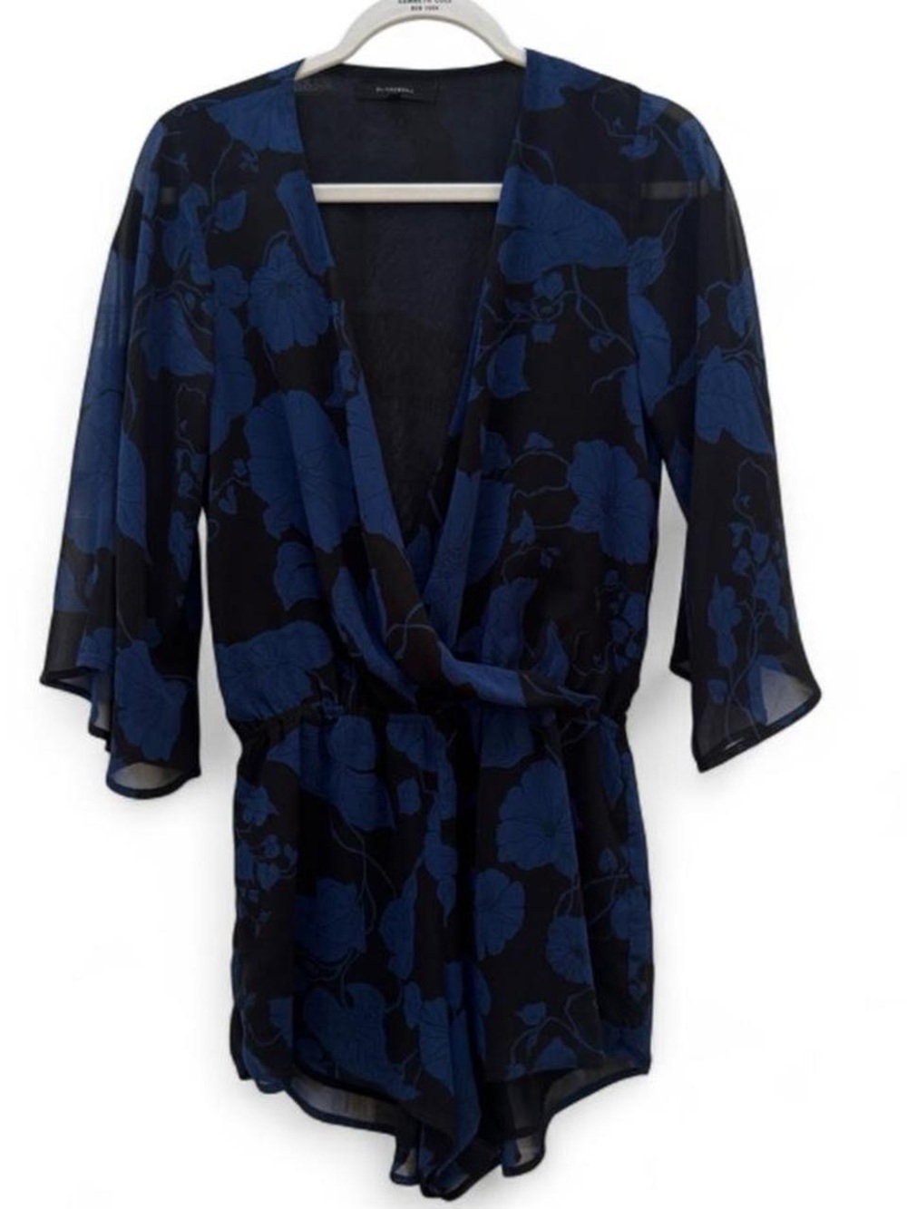 Blue and black floral romper
